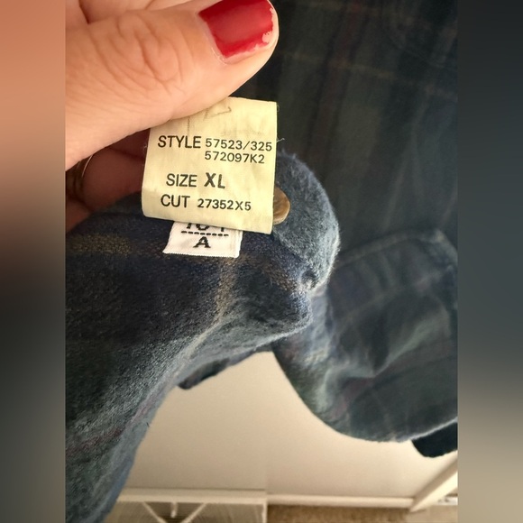 Ruff Hewn Button Up Long Sleeve Flannel Men’s SZ XL Collared Green Blue Pockets - Picture 6 of 9